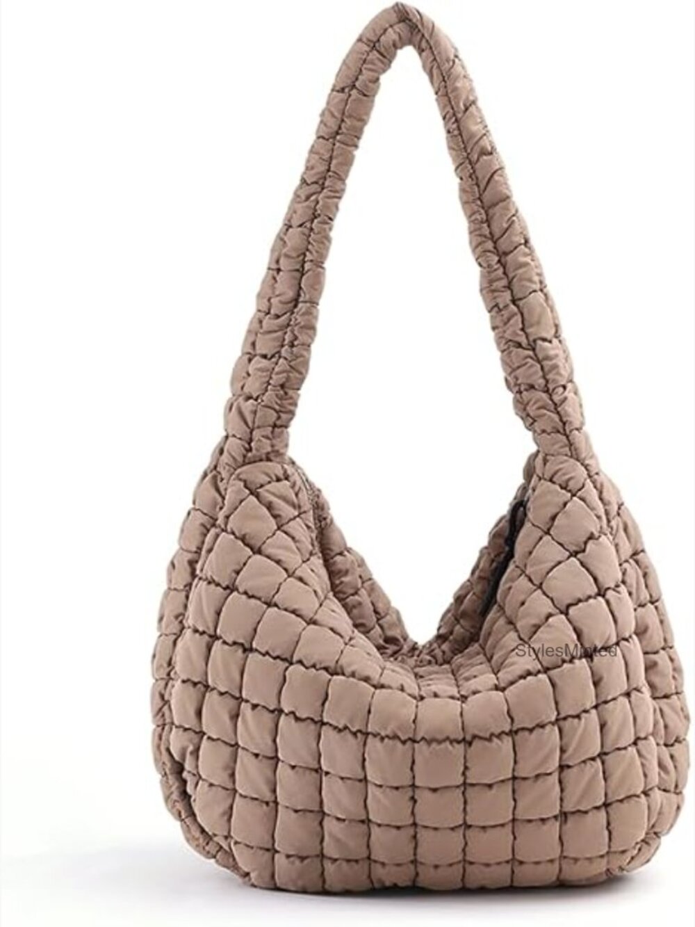 Quilted Nylon Puffer Tote Bag Large Hobo Crossbody Shoulder Bag 17"